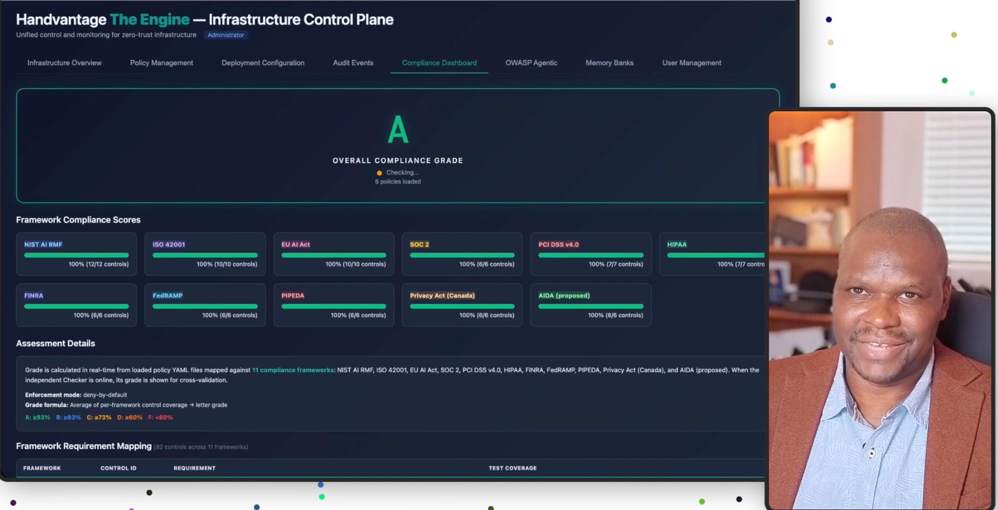 Josh Olayemi walking through The Engine — the operator pane where the platform's runtime architecture is observable.